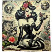 ヴィンテージゴシックガールイラストレーション シャワーカーテン (正面)