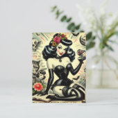 ヴィンテージゴシックガールイラストレーション ポストカード (スタンド正面)