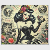 ヴィンテージゴシックガールイラストレーション ラッピングペーパー (フラット)