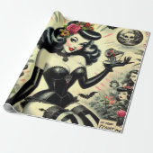 ヴィンテージゴシックガールイラストレーション ラッピングペーパー (アンロールド)