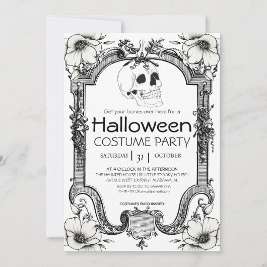 ヴィンテージゴシッククラシック体ハロウィーンの衣装パーティー 招待状 (正面)