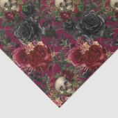 ヴィンテージゴシックスカルとバラ赤と黒 薄葉紙 (詳細)