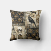 ヴィンテージゴシックスカルとバードケージ クッション (裏面)