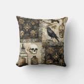 ヴィンテージゴシックスカルとバードケージ クッション (正面)