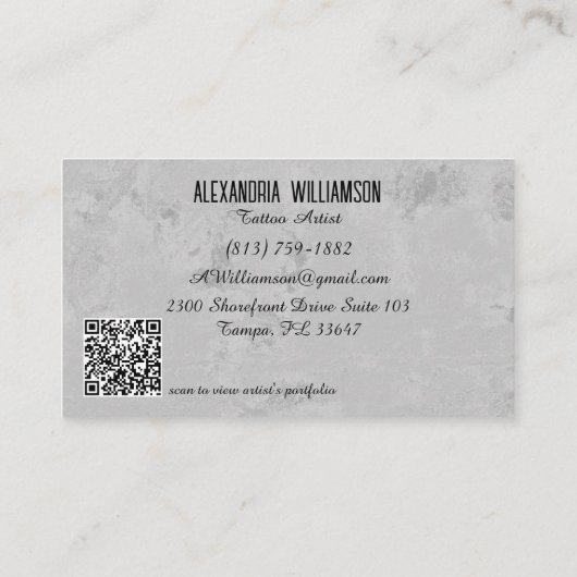 ヴィンテージゴシックスカルとブラックバラ 名刺 (裏面)