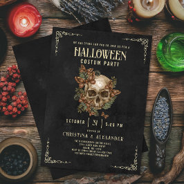 ヴィンテージゴシックスカルエレガント成人ハローウィンパーティ 招待状