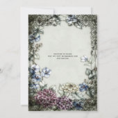 ヴィンテージゴシックスカルスウィート16紫オレンジ色の花 招待状 (裏面)