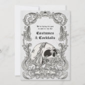 ヴィンテージゴシックスカルハロウィーンの衣装パーティー 招待状 (正面)