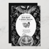ヴィンテージゴシックスカルハロウィーンゴシック招待状 招待状 (正面/裏面)