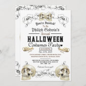 ヴィンテージゴシックスカルハロウィーン衣装パーティーinv 招待状 (正面/裏面)
