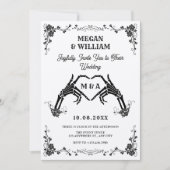 ヴィンテージゴシックスカルハート結婚ズ 招待状 (正面)