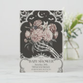 ヴィンテージゴシックスカル不気味ハロウィーンベイビーシャワー 招待状 (スタンド正面)