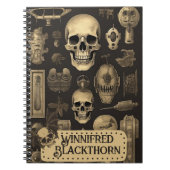 ヴィンテージゴシックスカル不気味、ハロウィーンモノグラム ノートブック (正面)