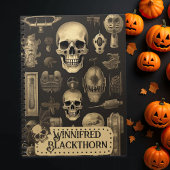 ヴィンテージゴシックスカル不気味、ハロウィーンモノグラム ノートブック