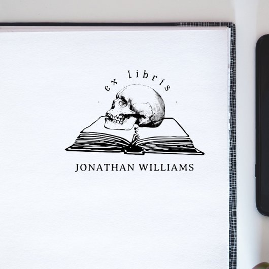 ヴィンテージゴシックスカル元天秤座カスタム本 ラバースタンプ