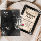 ヴィンテージゴシックスカル大人ハローウィンパーティ 招待状