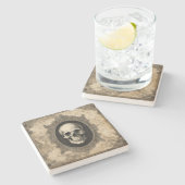 ヴィンテージゴシックスカル石 ストーンコースター (横)