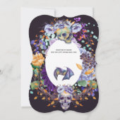 ヴィンテージゴシックスカル紫オレンジフローラ15th日 招待状 (裏面)