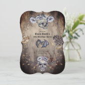 ヴィンテージゴシックスカル紫オレンジ色の花ゴシック 招待状 (スタンド正面)