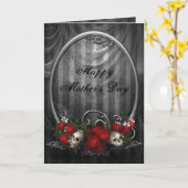 ヴィンテージゴシックスカル&バラマザーズデイ カード (黄色い花)