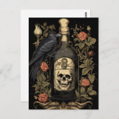 ヴィンテージゴシックスケルトンスカルレイヴンポイズンハロウィーン ポストカード (正面/裏面)