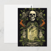 ヴィンテージゴシックスケルトンスカルレイヴンポイズンハロウィーン ポストカード (正面/裏面)