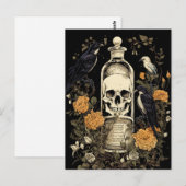 ヴィンテージゴシックスケルトンスカルレイヴンポイズンハロウィーン ポストカード (正面/裏面)