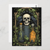 ヴィンテージゴシックスケルトンスカルレイヴンポイズンハロウィーン ポストカード (正面/裏面)