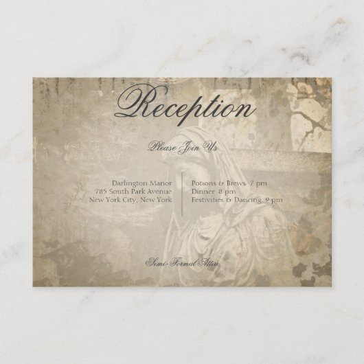 ヴィンテージゴシックストーンエンジェルウェディングレセプション エンクロージャーカード (正面)