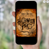 ヴィンテージゴシックスパイダーウェブ編集可能ハローウィンパーティ 招待状