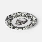 ヴィンテージゴシックダマスクパターンスカルハロウィーン ペーパープレート (アングル)