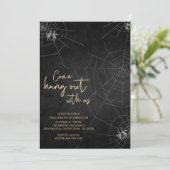 ヴィンテージゴシックチャルクボードスパイダーハローウィンパーティ 招待状 (スタンド正面)