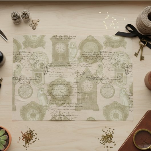 ヴィンテージゴシックデカップクロックフクロウ 薄葉紙