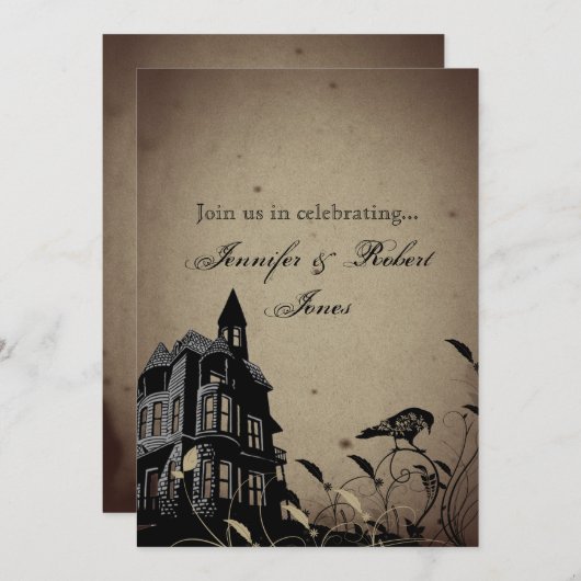 ヴィンテージゴシックハウスウェディングアニバーサリー 招待状 (正面/裏面)