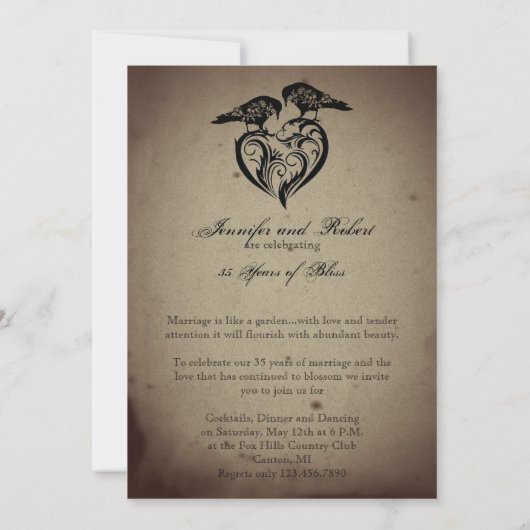 ヴィンテージゴシックハウスハートレイヴン記念日 招待状 (裏面)