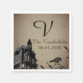 ヴィンテージゴシックハウスモノグラム結婚ズ スタンダードカクテルナプキン