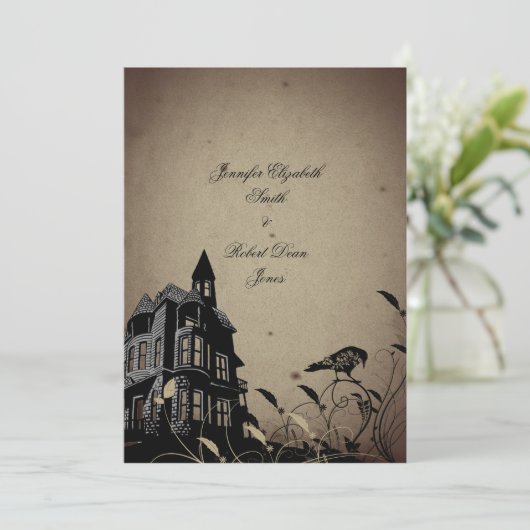 ヴィンテージゴシックハウス結婚式招待状 招待状 (スタンド正面)