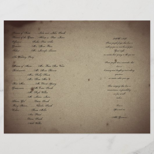 ヴィンテージゴシックハウス結婚式 プログラム (裏面)