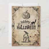 ヴィンテージゴシックハロウィンコスチュームパーティー招待状 (裏面)