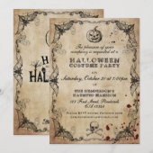 ヴィンテージゴシックハロウィンコスチュームパーティー招待状 (正面/裏面)