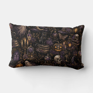ヴィンテージゴシックハロウィンスポーキーシームレスパターン ランバークッション