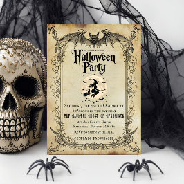 ヴィンテージゴシックハロウィンパーティー招待状 バット Wi 招待状
