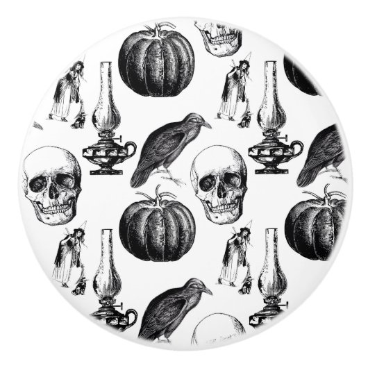 ヴィンテージゴシックハロウィン陶器引き出しノブ セラミックノブ (正面)