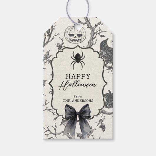 ヴィンテージゴシックハロウィン 家族の名前 ギフトタグ (正面)