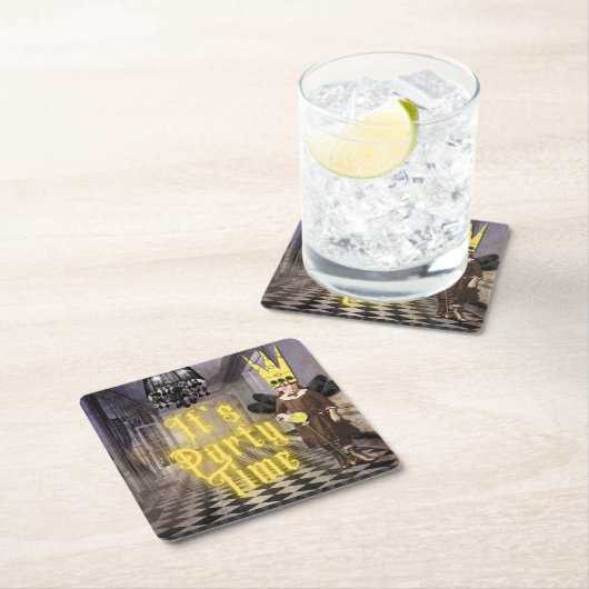 ヴィンテージゴシックハロウィーンの衣装パーティー スクエアペーパーコースター (インサイチュ)