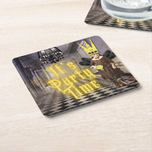 ヴィンテージゴシックハロウィーンの衣装パーティー スクエアペーパーコースター (アングル)