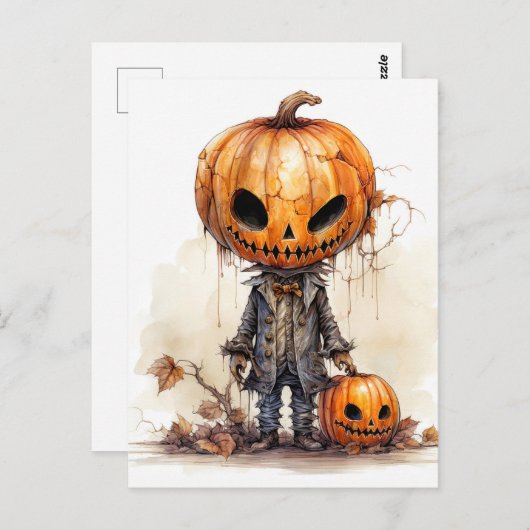 ヴィンテージゴシックハロウィーンパンプキンフィエンド ポストカード (正面/裏面)