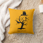 ヴィンテージゴシックハロウィーンフクロウ装飾用クッション クッション (ブランケット)