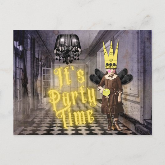 ヴィンテージゴシックハローウィンパーティ招待状 インビテーションポストカード (正面)