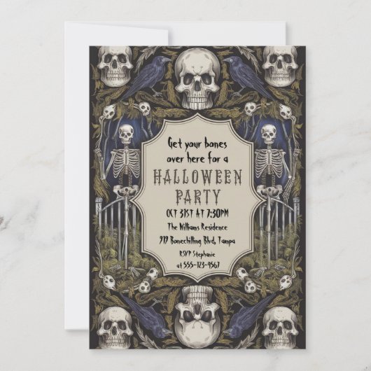 ヴィンテージゴシックハローウィンパーティ 招待状 (正面)